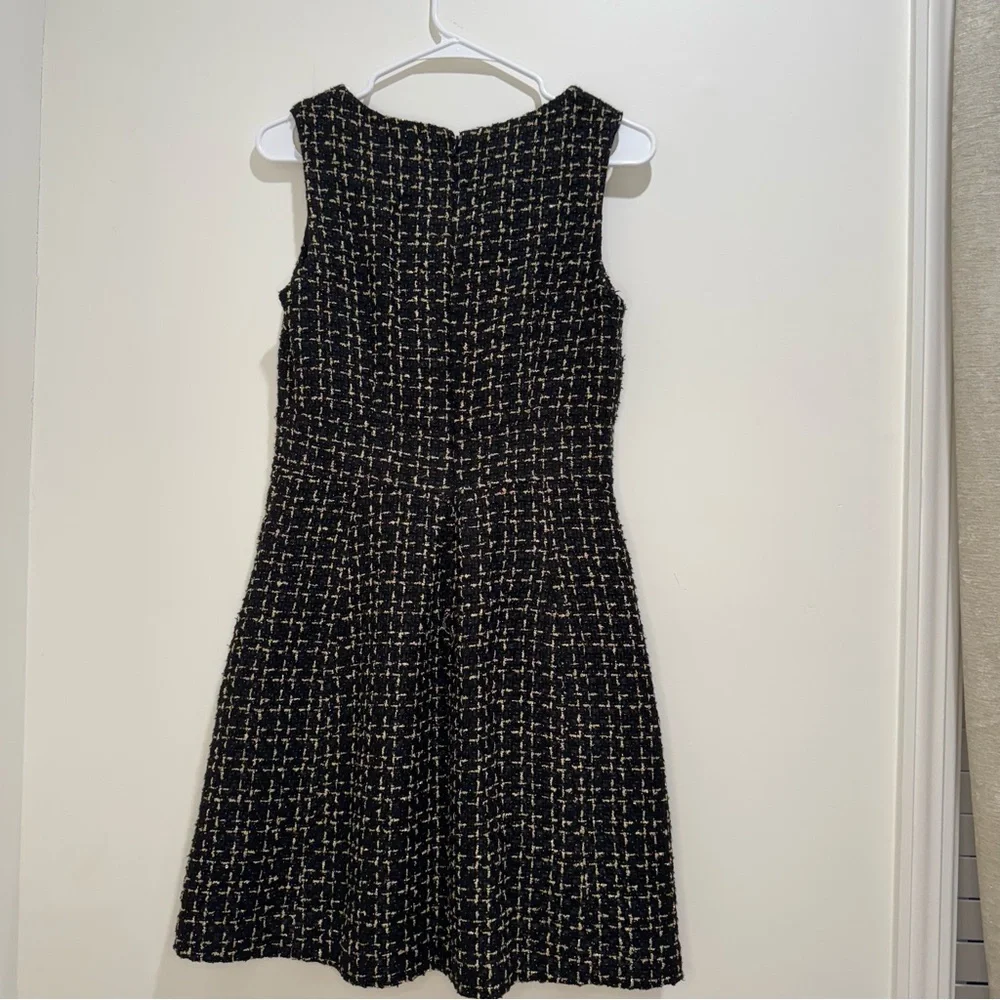 Liz Claiborne Woman's Black and Gold Tweed Sleeveless A-line Dress Size‎ 4 - Picture 2 of 7